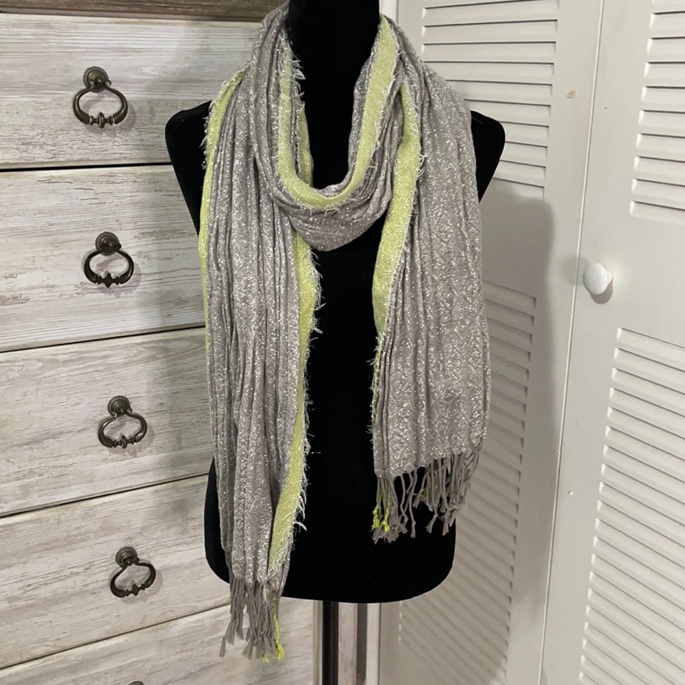 THEODORA & COLLUM | Women’s Silver and Lime Scarf - Picture 1 of 8